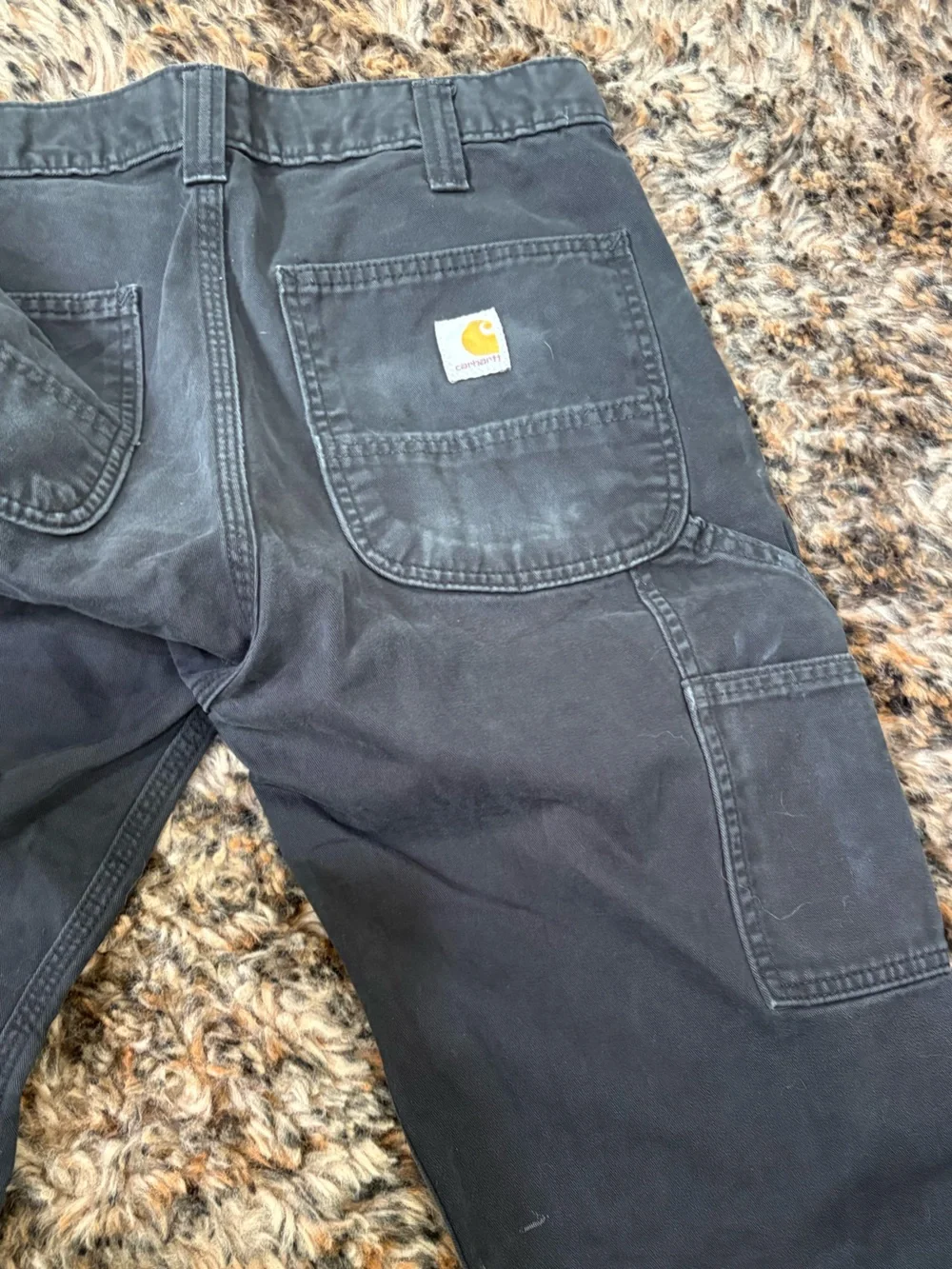 Carhartt Men's 32X32 Black Utility Work Wear Relaxed Fit Carpenter Pants stains